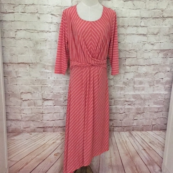 bobeau Dresses & Skirts - B Collection Bobeau Asymmetrical Stripe Midi Dress